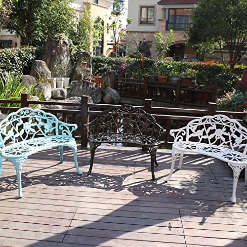KAILI Garden Bench, Metal Aluminum Rose, Suitable for Garden Porch Park Front Porch Balcony Outdoor (Light Blue)