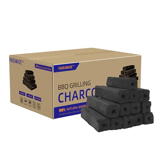 Lump Charcoal, All Natural Bamboo, Lump Charcoal for Grilling and Smoking, Charcoal Briquettes, Barbecue, Smokeless, Low Ash, Long Burning for Smoker, BBQ (10 lb)