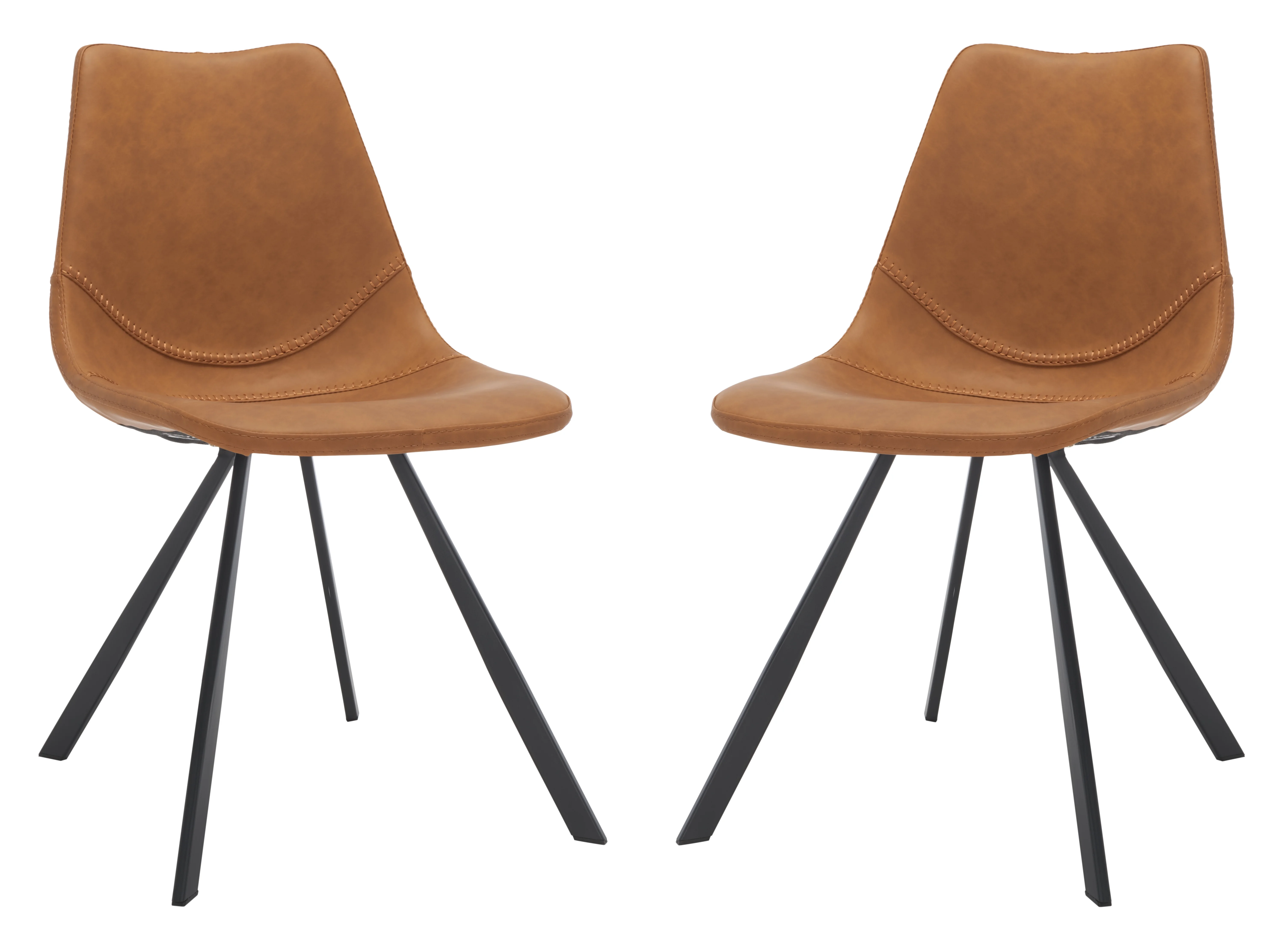 SAFAVIEH Kayne Tufted Dining Chair, Cognac, Set of 2 (23.8 in. W x 19 in. D x 32.5 in. H)