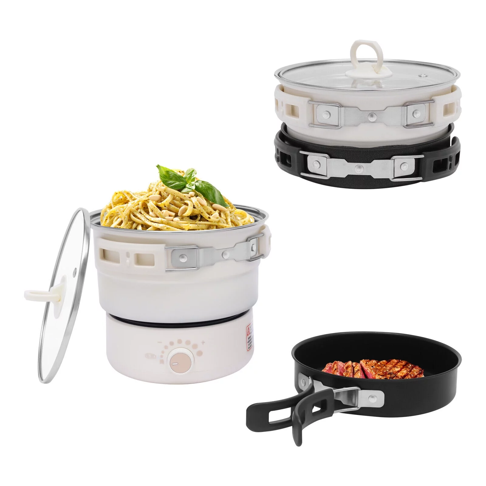 Portable Multi-function Electric Travel Cooker Frying Split Hot Pot 500W 110V