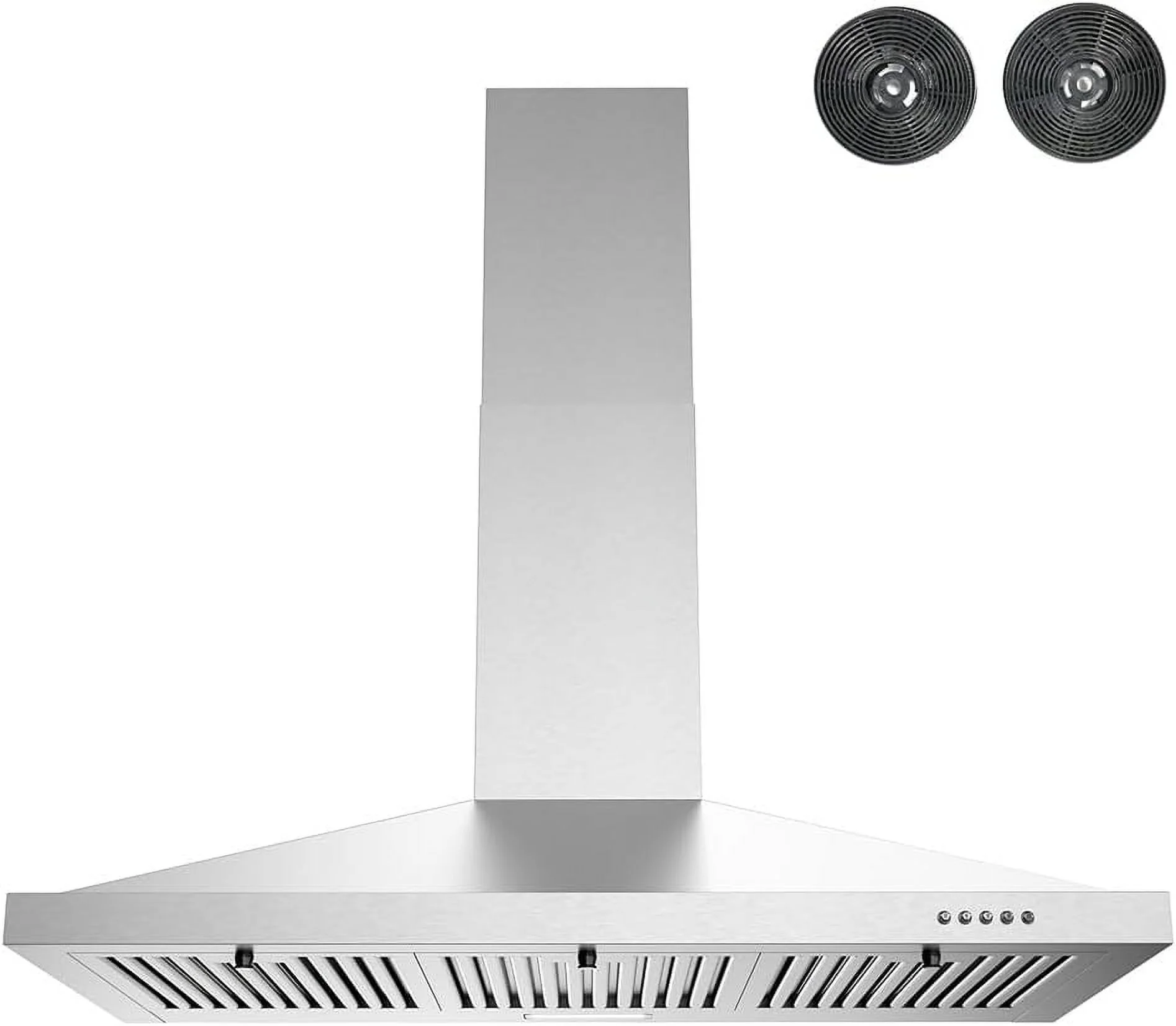 Streamline 36 in. Vicolo Ductless Wall Mount Range Hood in Brushed Stainless Steel with Baffle Filters, Push Button Control, LED Light