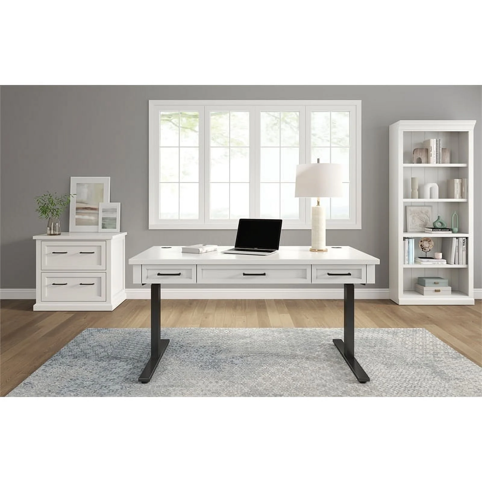 Modern Wood Electric Sit/Stand Desk Height Adjustable Table  Desk White