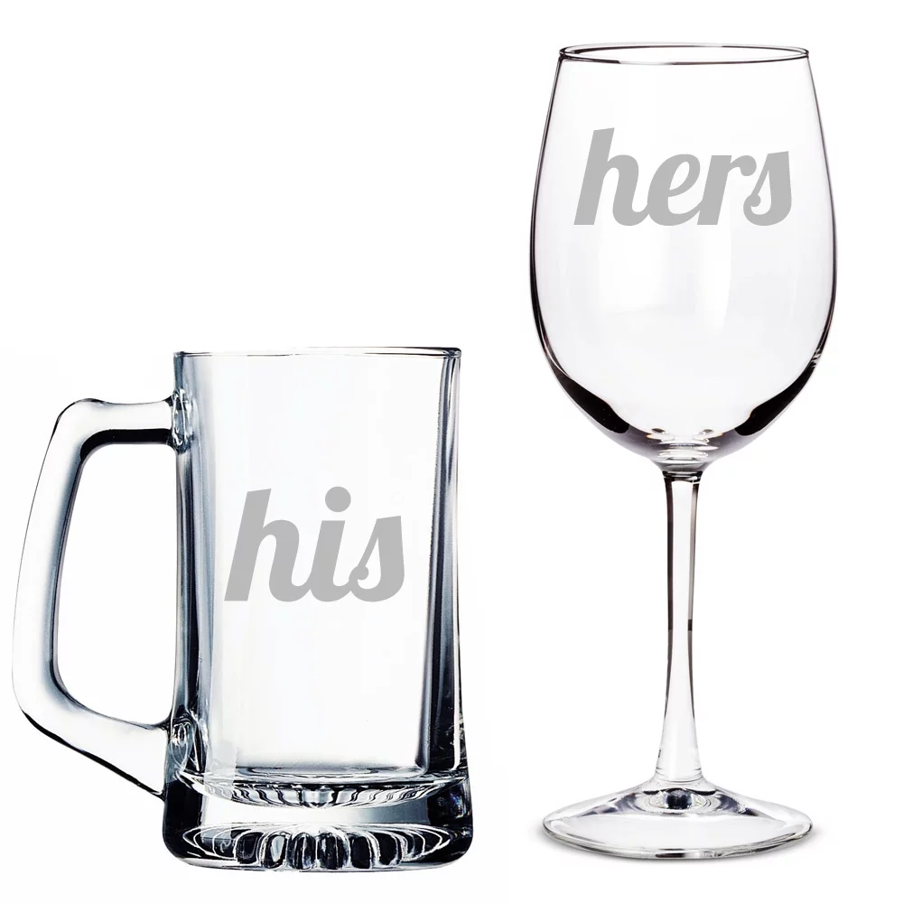 His Beer Mug and Hers Wine Glass Set