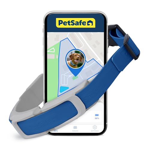 PetSafe Guardian GPS + Tracking Dog Fence Collar Pet Safe GPS Dog Collar Fence System, with App Waterproof Rechargeable Collar, Tracking for Dogs (Blue, Grey)