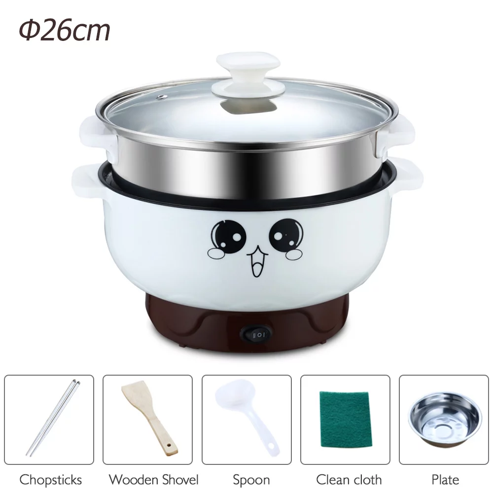 3.6L Multifunction Electric Cooker with Steame Skillet Wok Electric Hot Pot For Cook Rice Fried Noodles Stew Soup Steamed Fish Boiled Egg Small Non-stick with Lid