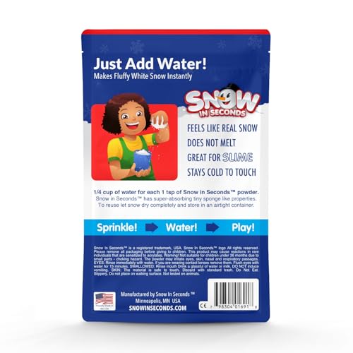 3 Pack of Snow in Seconds Instant Snow Artificial Snow Small Bag - (Makes 1 Gallon of Fake Snow Each)