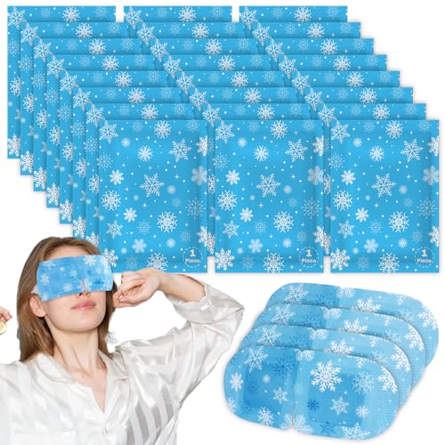 60 Packs Christmas Steam Eye Masks Bulk Snowflake Disposable Heating Eye Mask Eyes Sleep Mask for Spa Sleep Warm Compress Stress Puffiness and Relaxation Gifts Christmas Stocking Stuffers