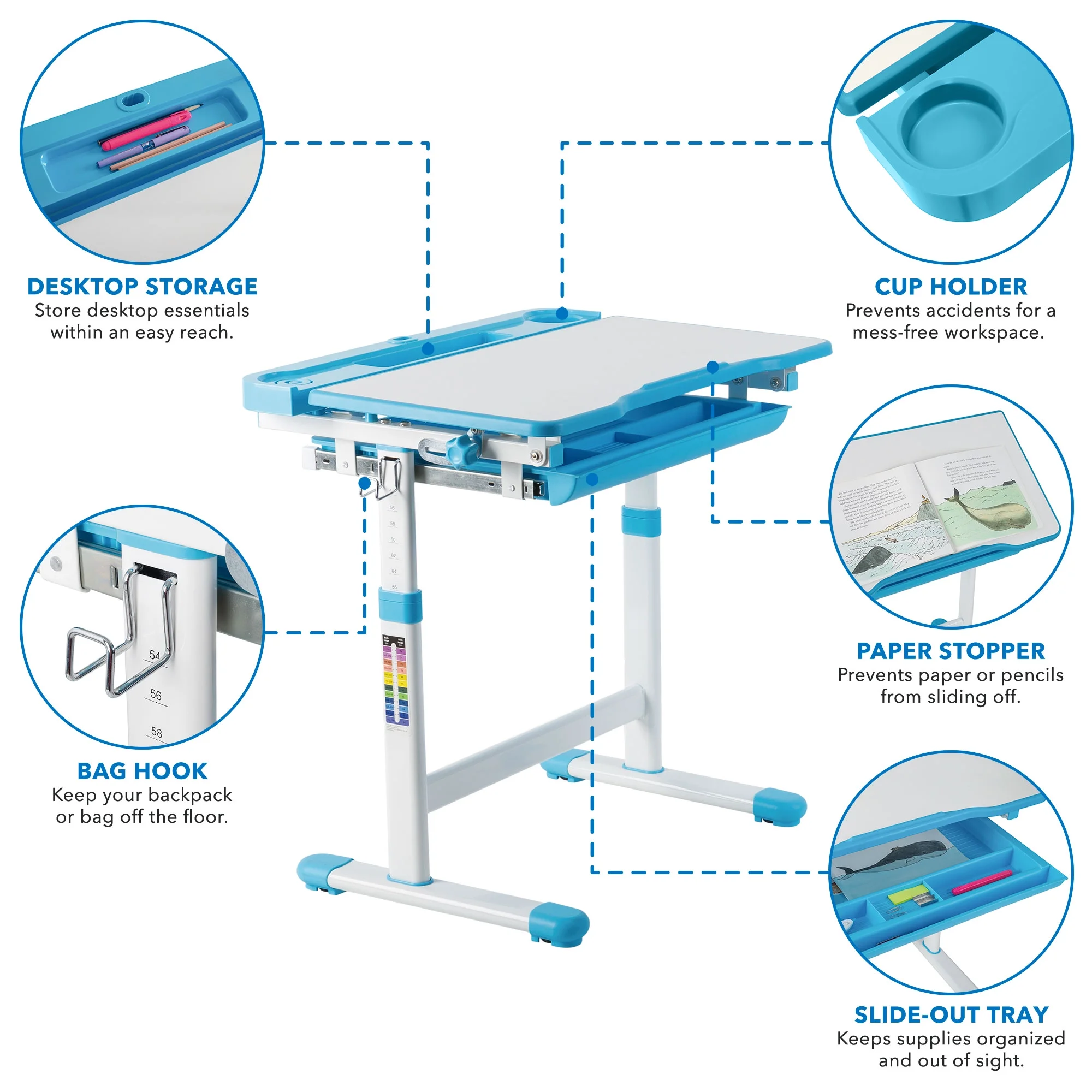 Mount-It! Kids Desk and Chair Set, Blue