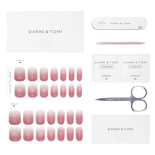 DANNI & TONI Semi Cured Gel Nail Strips Christmas Santa Claus Snowflakes Cat Eye Gel Nail Wraps 28 Stickers | Mistletoe Meow