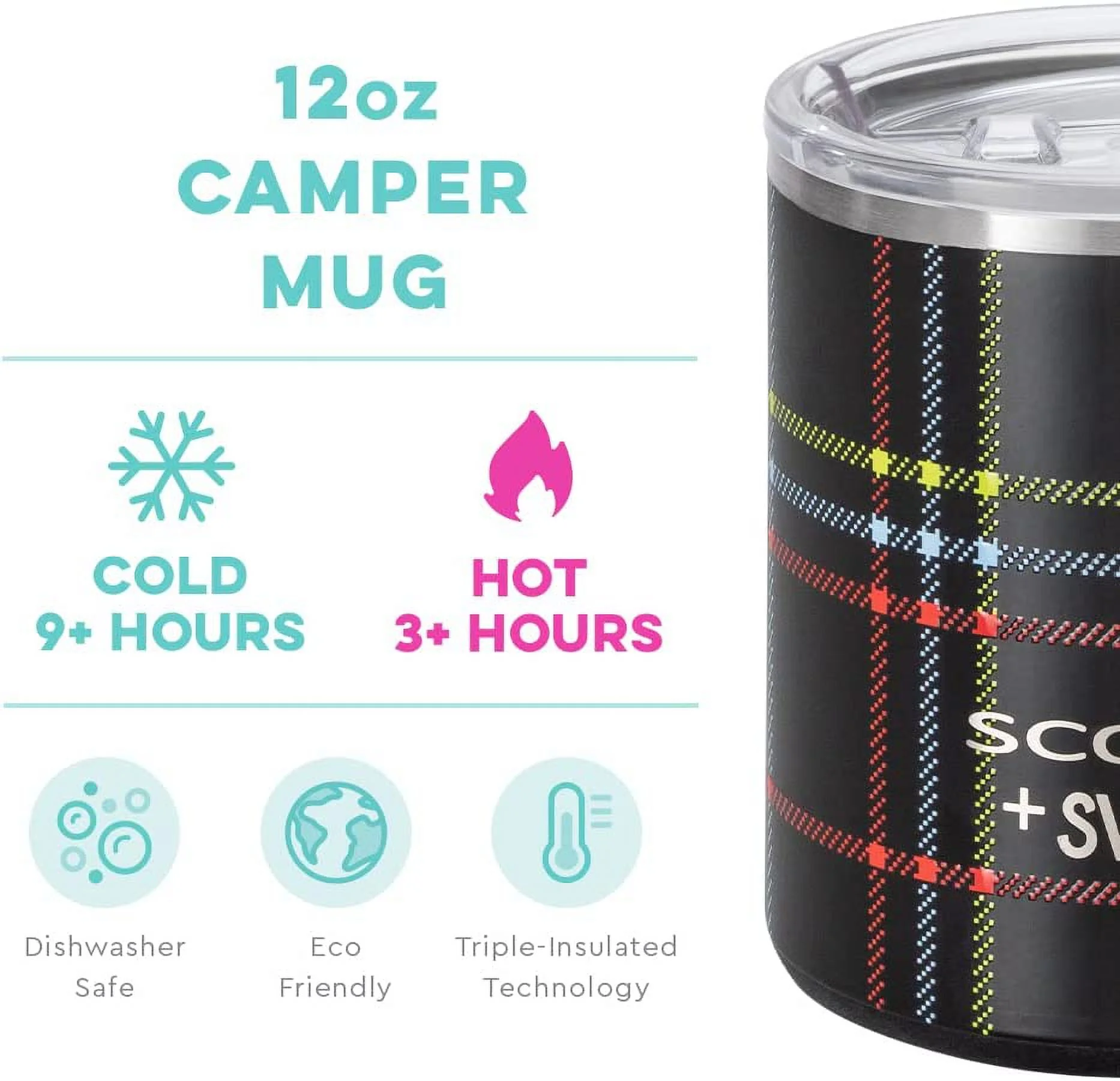 Swig Life + SCOUT Camper Mug, 12oz Travel Mug with Handle and Lid, Stainless Steel, Dishwasher Safe, Triple Insulated Coffee Mug Tumbler in Cool Cat