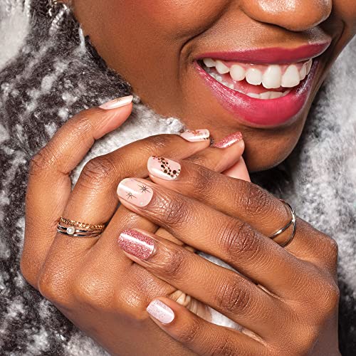 Dashing Diva Gloss Nail Strips - Santa Baby | UV Free, Chip Resistant, Long Lasting Gel Nail Stickers | Contains 32 Nail Wraps, 1 Prep Pad, 1 Nail File