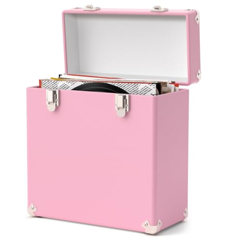 Vinyl Storage and Carrying Case - Waterproof LP Caddy, Dustproof Portable Organizer, Collector's Showcase - Holds 50 7-12 Inch Records - Ideal for Theater Rooms and Rare Collections