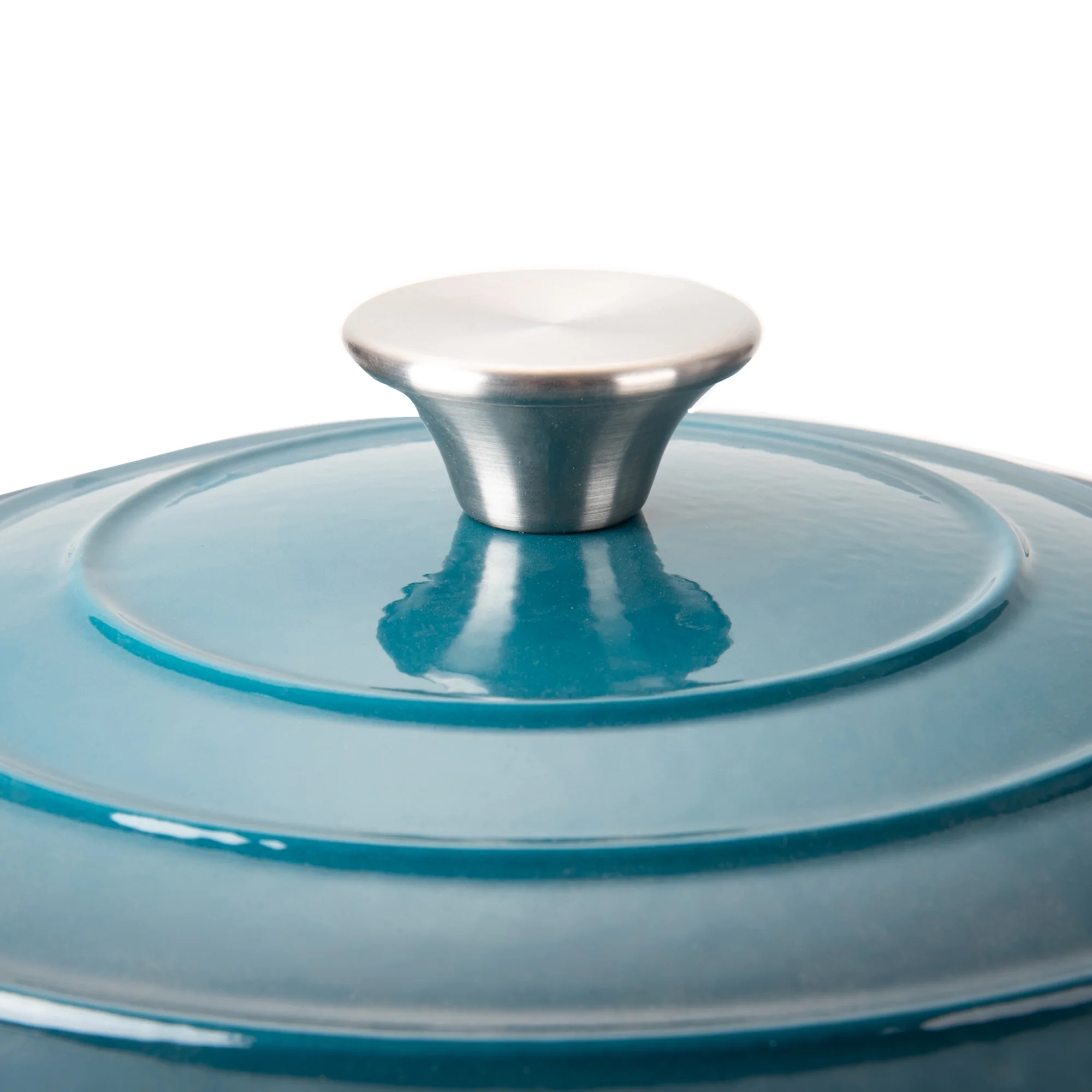 Hamilton Beach 5.5 Quart Enameled Cast Iron Covered Dutch Oven Pot, Navy