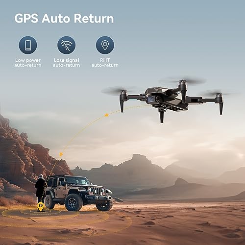 Drone with 4K UHD Camera for Adults, GPS Drones Auto Return, Brushless Motor, Follow Me, Circle Fly, 5G FPV Transmission, RC Quadcopter for Beginners Under 249g, 50Min Long Flight