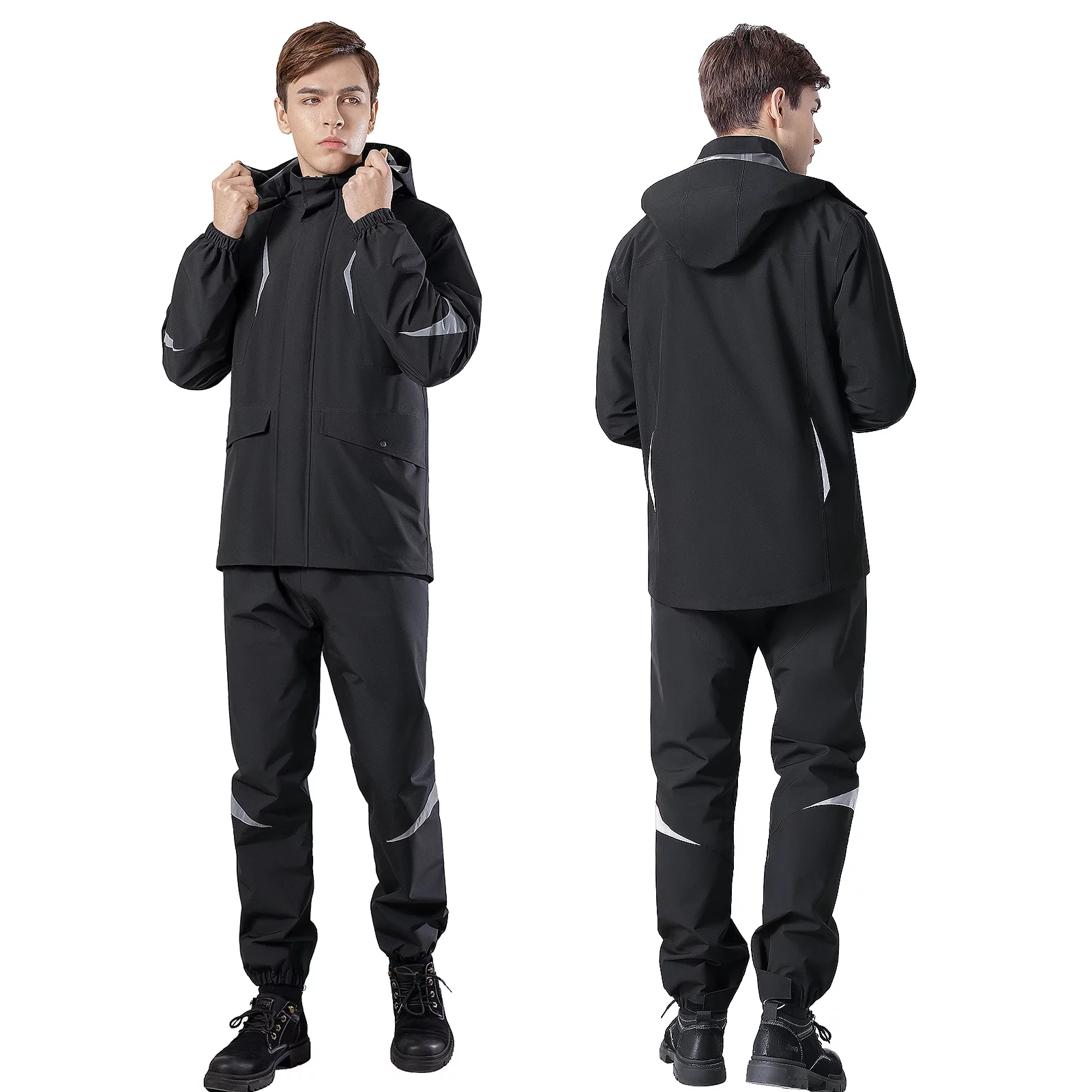 Lixada Motorcycle Rain Gear for Men Waterproof Reflective Split Set Fashionable Raincoat Outdoor Delivery Jacket Rainproof Riding Apparel