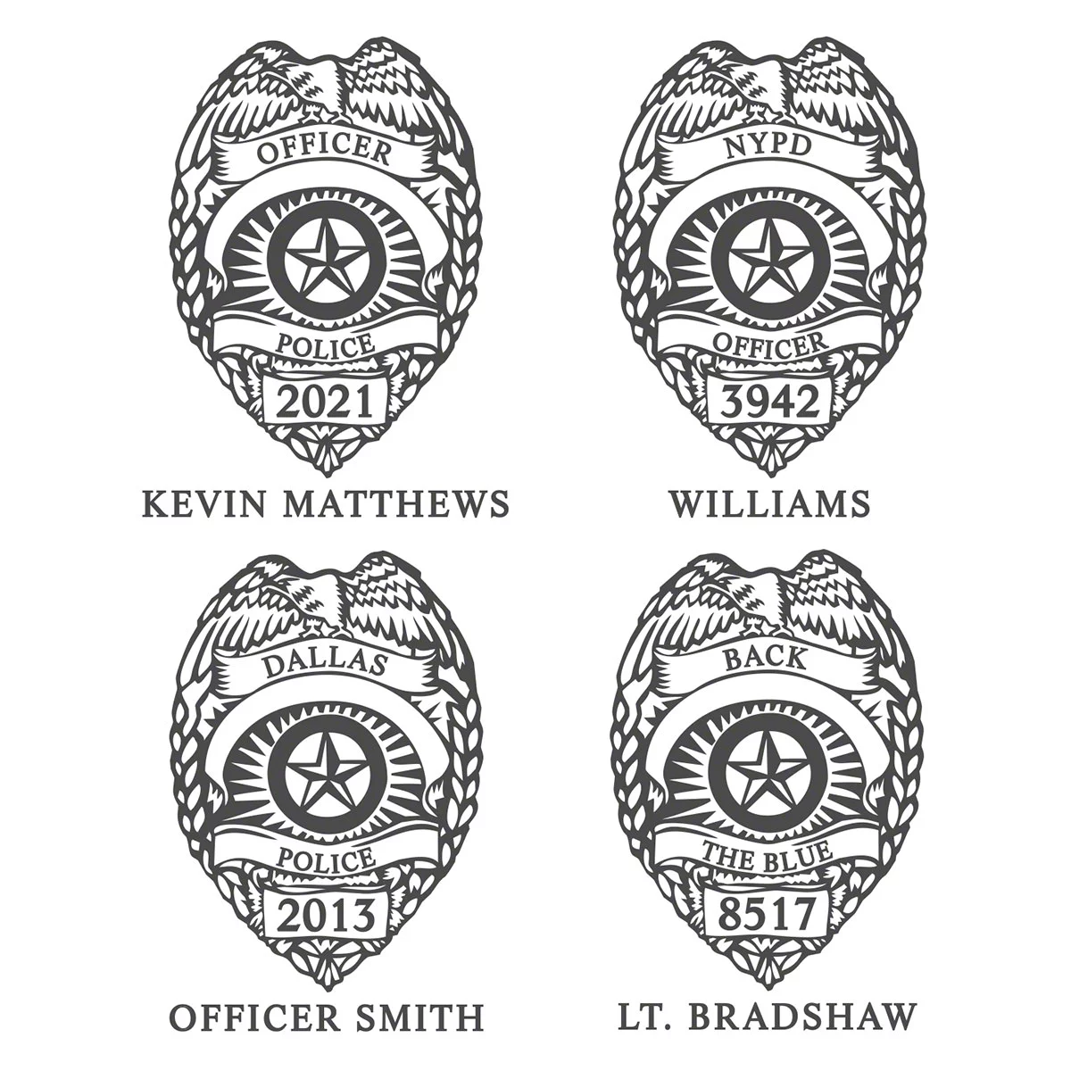 Police Badge Gold Rim Personalized Beer Glass