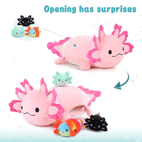 MaoGoLan 5Pcs Shark Stuffed Animals Set with 4 Small Sea Animal Plush Toys - Turtle,Hammerhead Shark,Octopus,Pink Shark Stuffed Ocean Plushie Toys Gift for Sea Animals Lover,Baby Shower,Party Favor