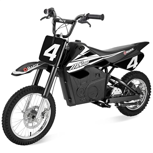 Razor MX650 Dirt Rocket Off-Road Motocross Bike–36V Electric Ride-On, Up to 17 mph, Front & Rear Suspension, Hand-Operated DualBrakes, Twist Grip Throttle, Authentic Motocross Bike Geometry