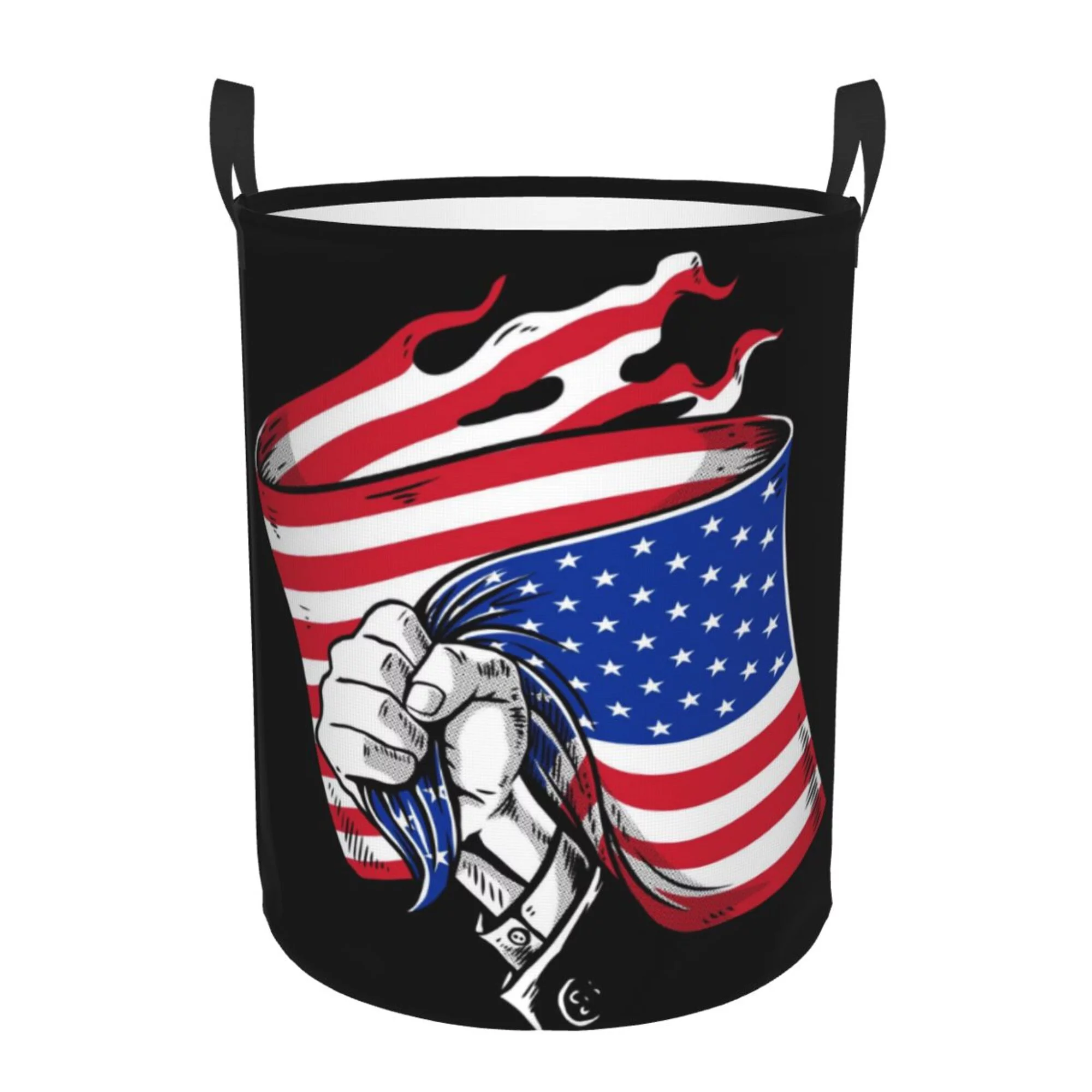 XMXY Round Laundry Basket Organizer, American Flag Indonesia Waterproof Collapsible Dirty Clothes Basket Laundry Hamper, Medium Size
