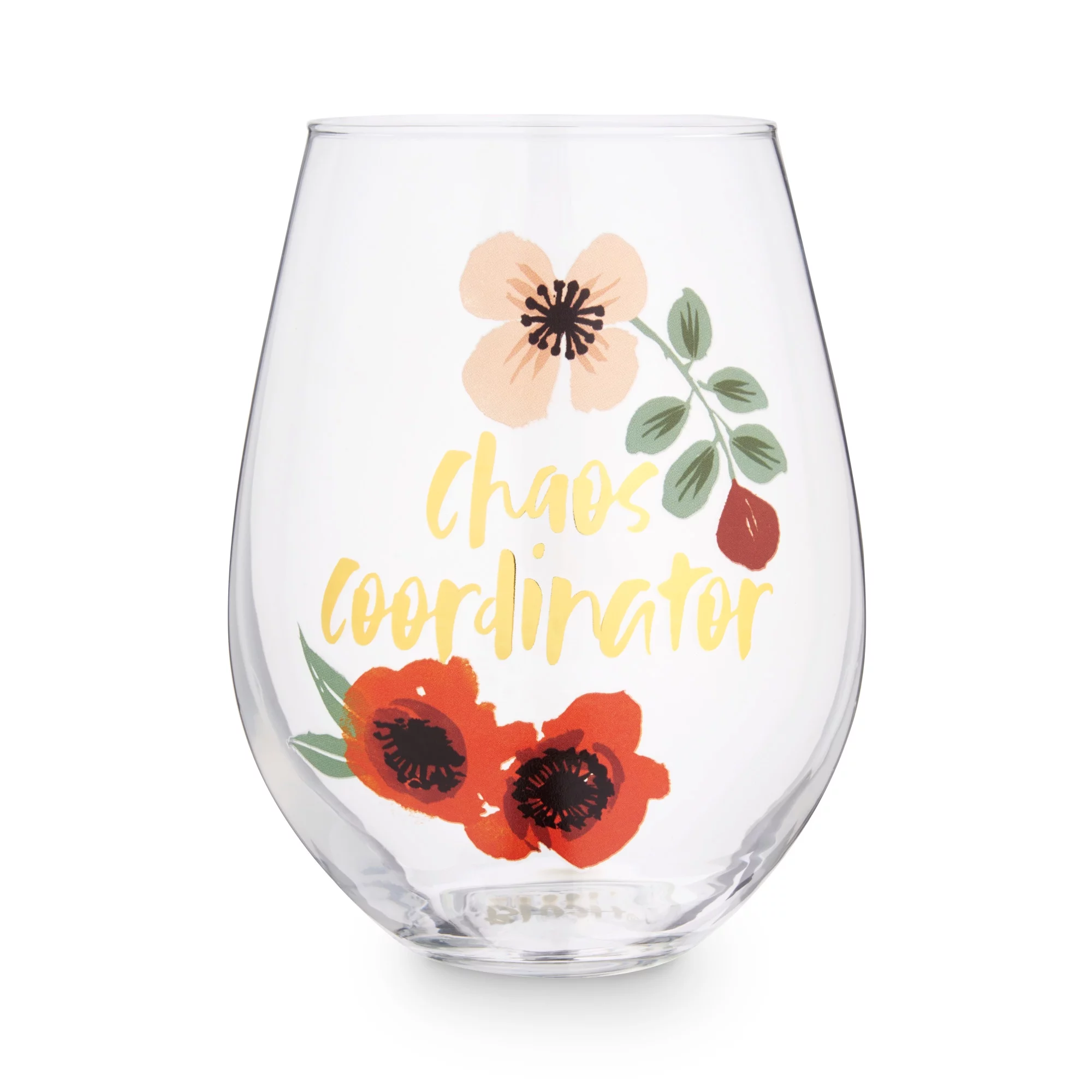 Blush Chaos Coordinator Large Stemless Wine Glass, Holds 1 Full Bottle of Red or White Wine, Glassware Gift, 30 Oz, Set of 1