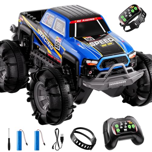 Remote Control Car for Boys 4-7, Amphibious RC Truck with Spray & Light, Remote Control Monster Truck Off-Road RC Cars for Boys Age 8-12, RC Cars for Adults Gift Toys 3-10
