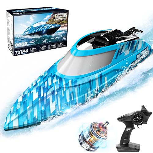 BEZGAR TX123 Remote Control Boats - Fast Speed RC Boat 32+ KPH with A Portable Suitcase for Lakes & Pools & Salt Water, Summer Toys for Adults and Ideal Gifts for Kids Boys Age 6 7 8-12 Years Old