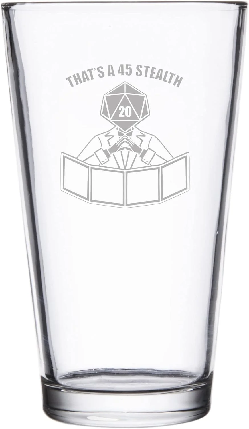 Dungeon Master Dice Head Success - Engraved Pint Glass For Beer, 16 Oz (That's A 45 )