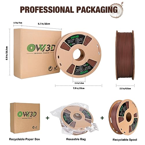 OVV3D Wood 3D Printer Filament Bundle - Wood PLA Filament 1.75mm, 200g x 4 Pack (Walnut, Oak, Cherry, Teak)