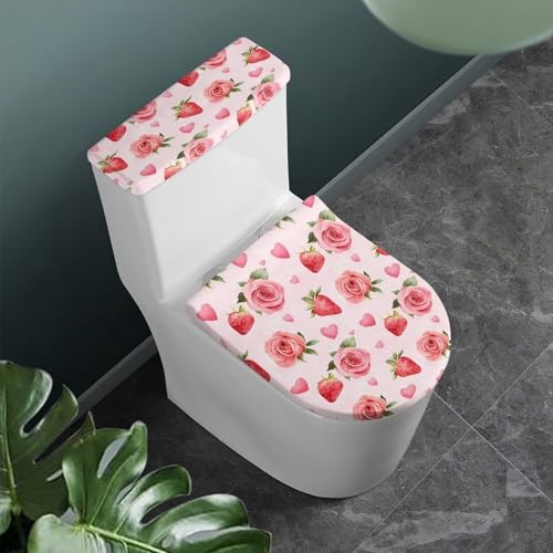 Christmas Bow Bell Toilet Tank Lid Cover and Toilet Seat Lid Cover 2 Pcs Set Toilets Covers with Elastic Cloth Fits Most Toilets Tanks & Lids