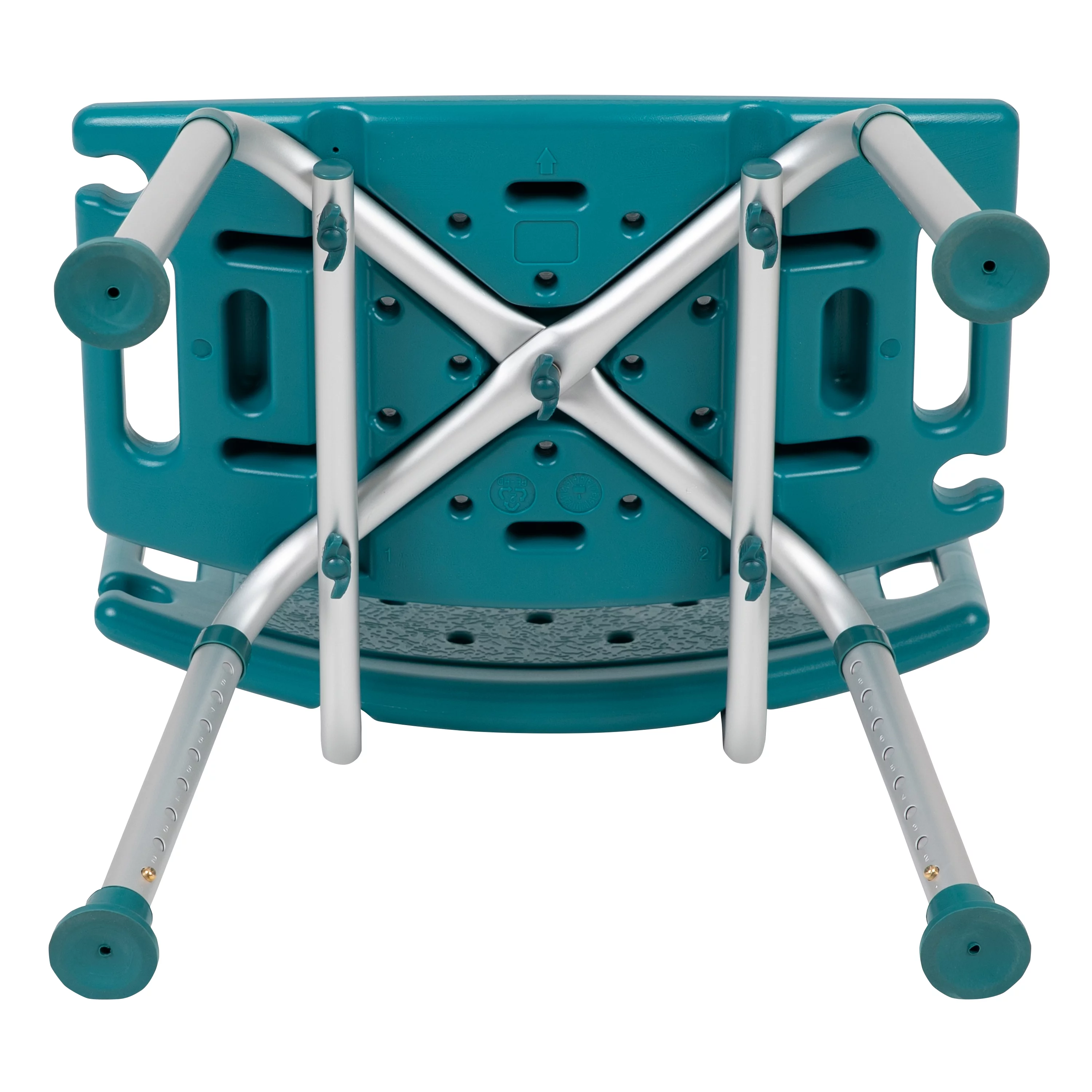 Flash Furniture HERCULES Series Tool-Free and Quick Assembly, 300 Lb. Capacity, Adjustable Teal Bath & Shower Chair with Extra Large Back
