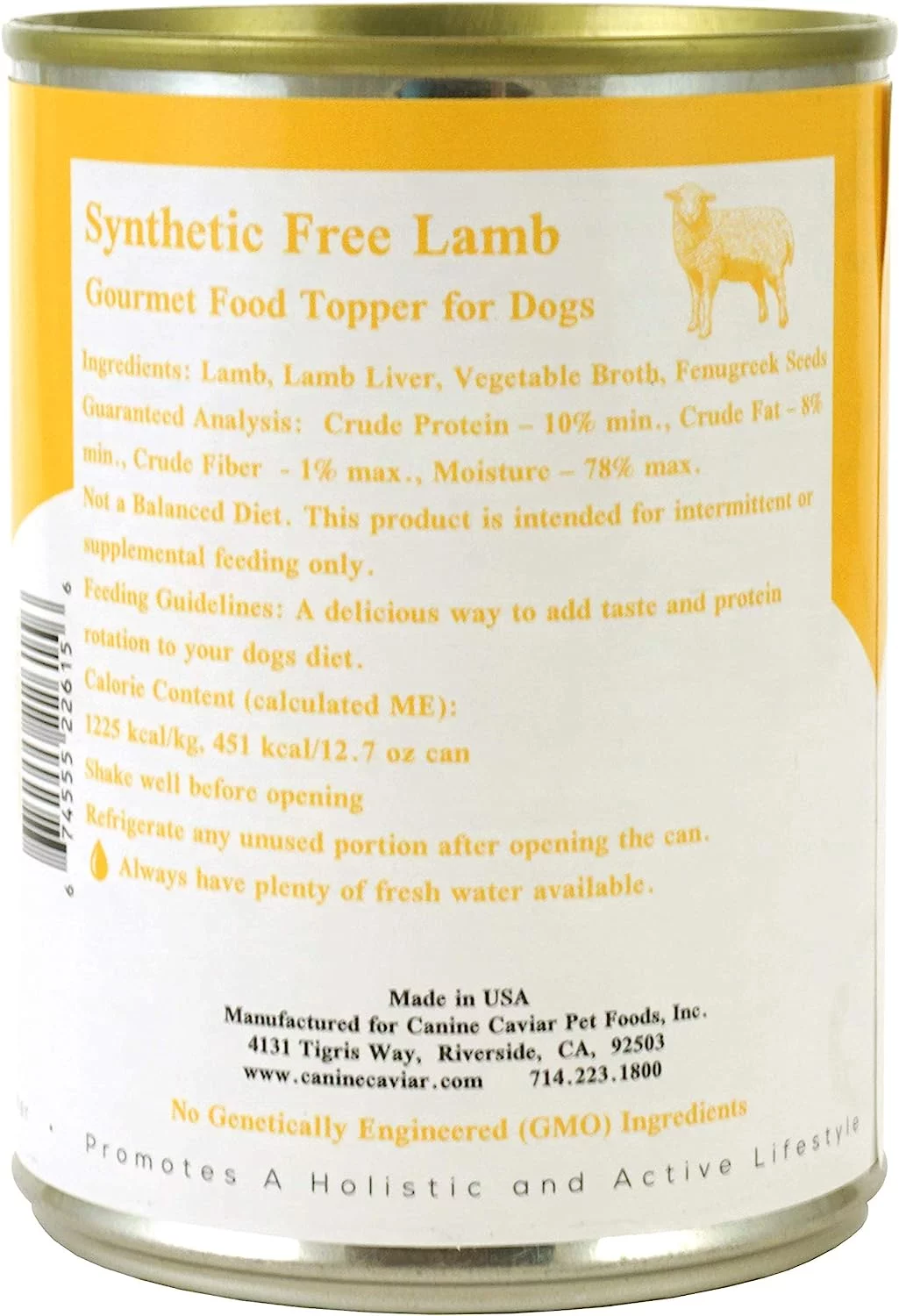 Canine Caviar 226156 Pet Foods 97 Percent Lamb Canned Diet for Dogs, Twelve Cans & Case - 13 oz Cans