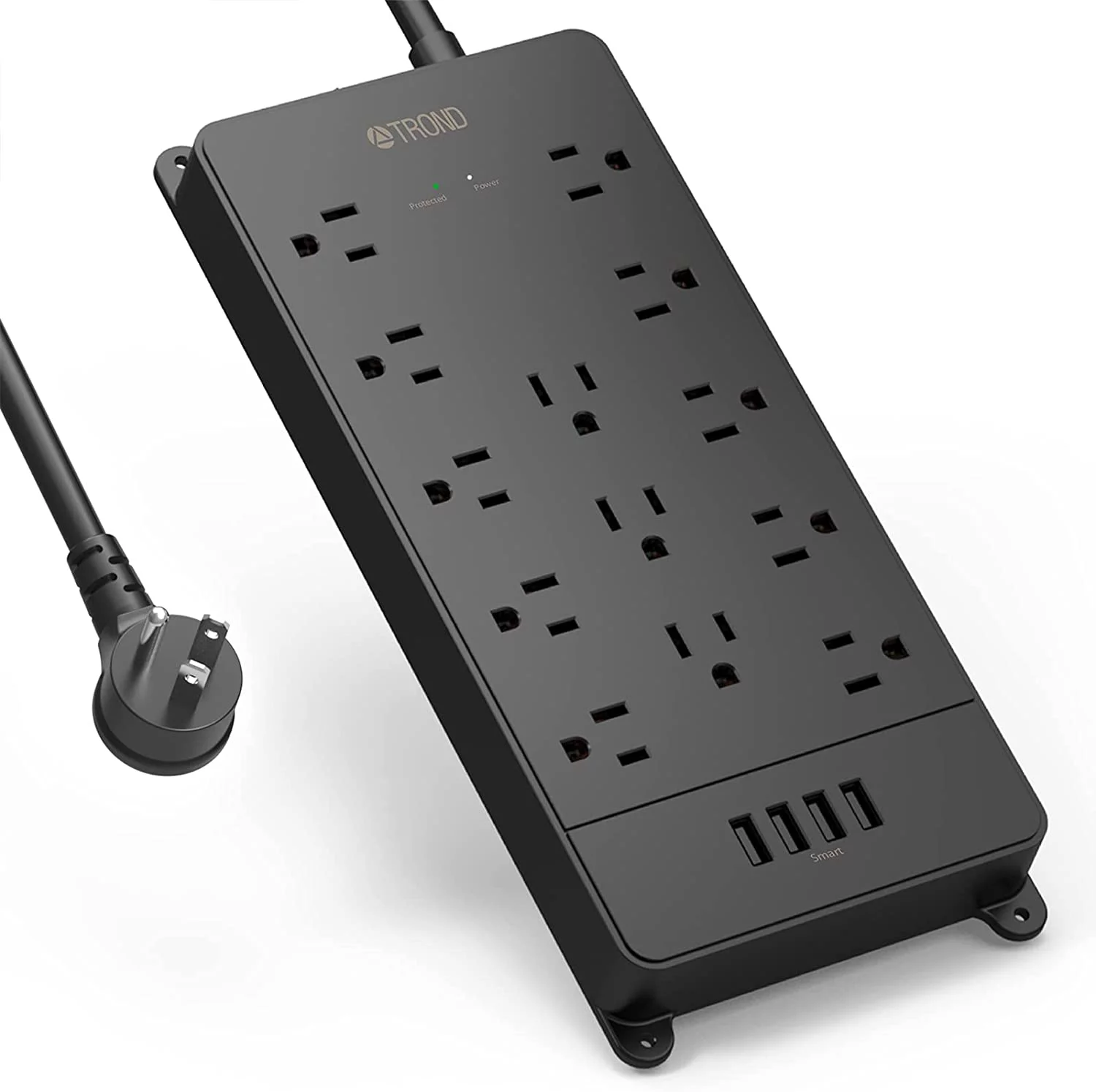 TROND Surge Protector Power Strip with USB, 5ft Long Extension Cord Multi Plug Outlets, 4 USB and 13 AC Outlets 4000J, ETL Listed, Black