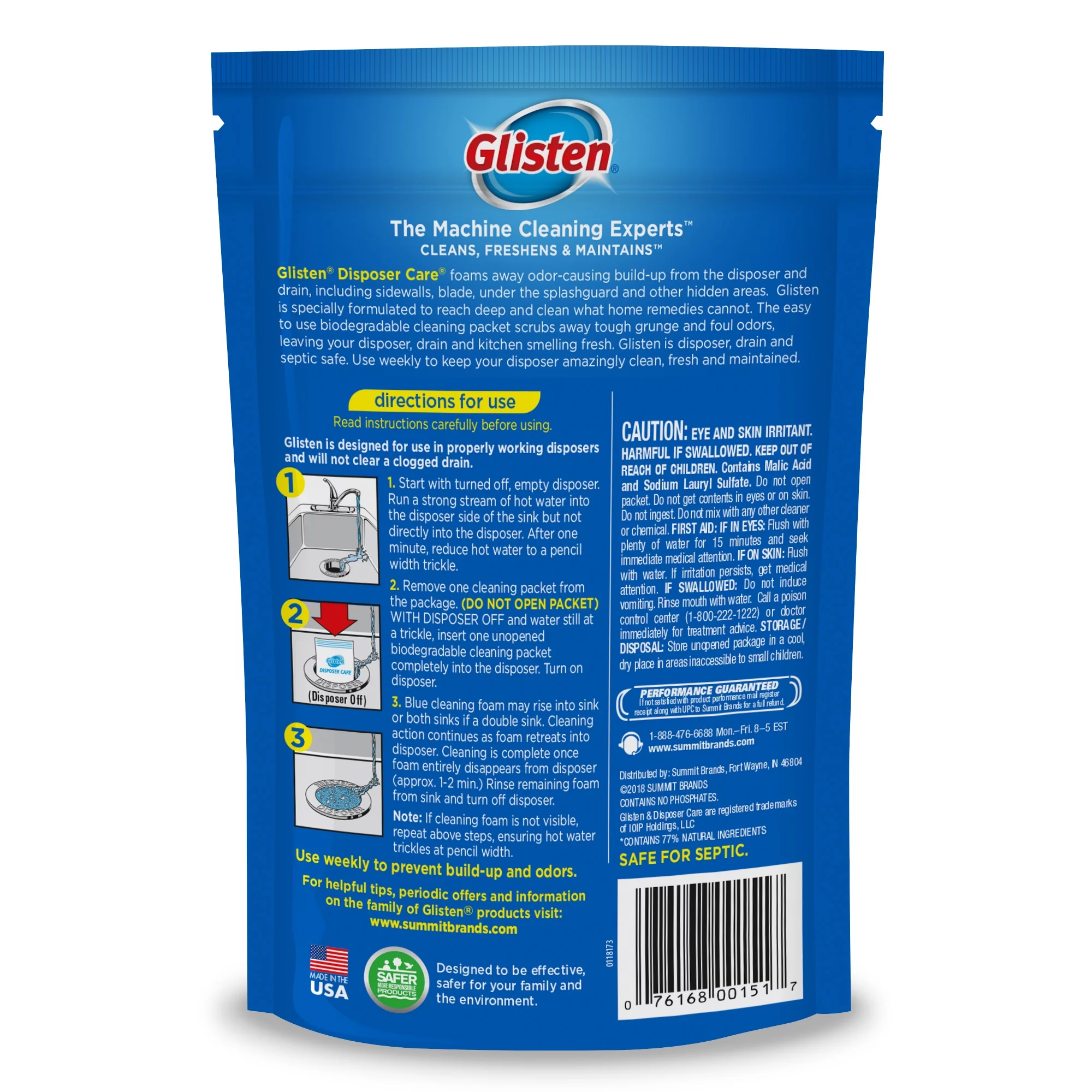 Glisten Garbage Disposer Care Foaming Cleaner, Lemon Scent, 2-Pack and Dishwasher Detergent Booster