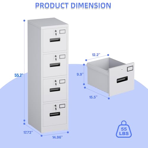 3 Drawer Under Desk Mobile File Cabinet with Lock, Metal Storage Cabinet for Office & Home, Legal/Letter Size, Fully Assembled Except Wheels, Black