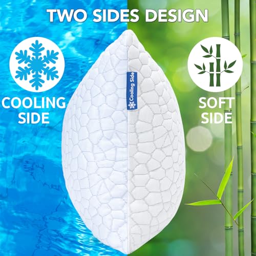 QUTOOL Enhanced Cooling Pillows for Sleeping, Shredded Memory Foam Pillows 2 Pack, Bed Pillows King Size Set of 2, Support Yet Soft Pillow for Side, Back Sleepers