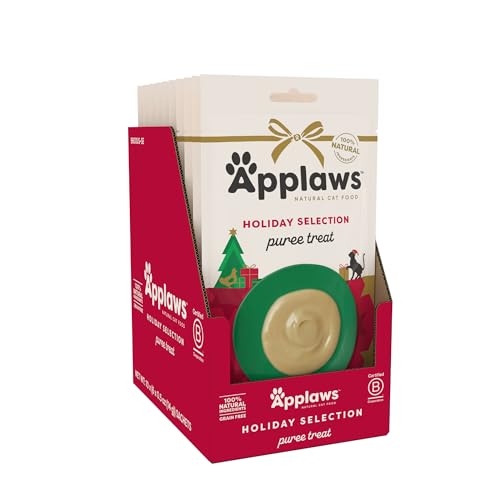 Applaws Lickable Cat Treats, Natural Grain-Free Purée, Limited Ingredient Variety Pack with Chicken, Tuna & Salmon Squeeze Up Treats (50 x 0.5oz Sachet Tub)