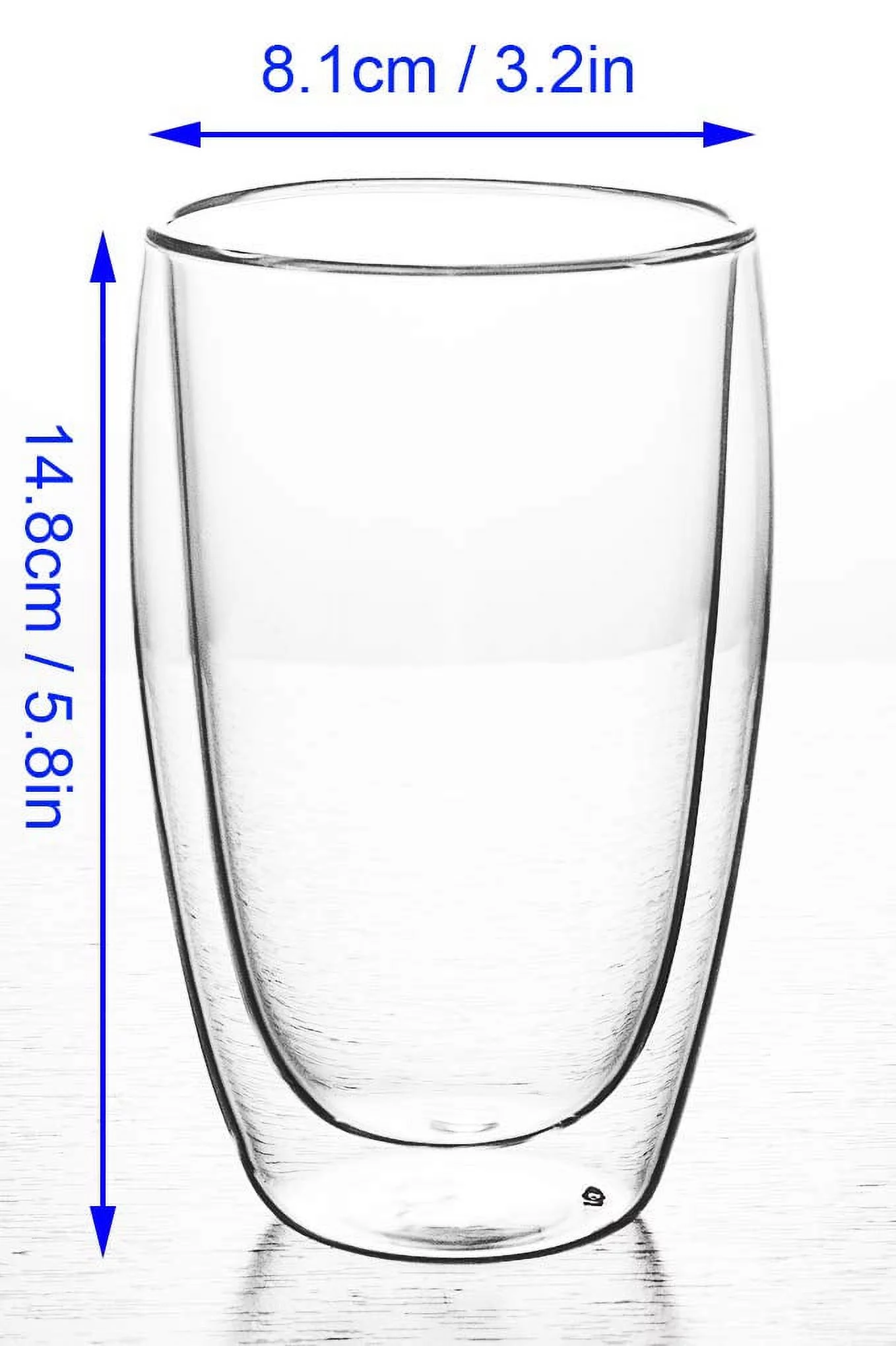 Double Wall Insulated Glasses Coffee Mugs Cups 15 oz/ 450ml Lead Free Set of 2