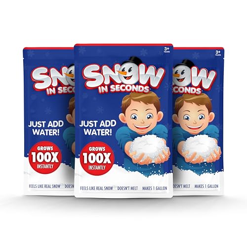 3 Pack of Snow in Seconds Instant Snow Artificial Snow Small Bag - (Makes 1 Gallon of Fake Snow Each)