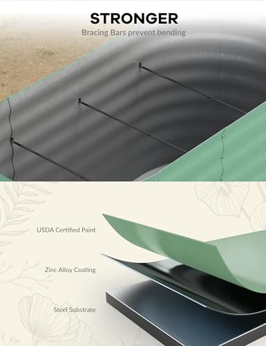 10x4x1.5ft Raised Garden Bed,Galvanized Raised Planter Boxes Outdoor with Easy Assembly, Large Garden Bed for Vegetables, Fruits, Flower,Raised Garden Bed,Beige