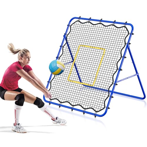 Volleyball's Rebounder, Volleyball Net System for Hitting, Blocking, Serving, Setting, Portable Volleyball Training Equipment with 6-Angle Quick Adjustments, 4.5x4FT