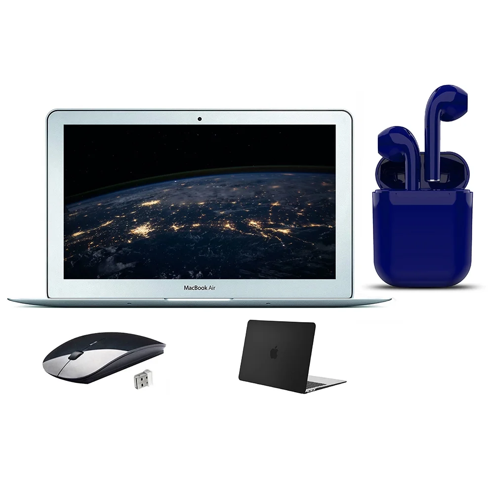 Restored Apple 11.6-inch MacBook Air Intel Core i5 4GB RAM Mac OS 128GB SSD Bundle: USA Essentials Bluetooth/Wireless Airbuds, Black Case, Wireless Mouse By Certified 2 Day Express (Refurbished)