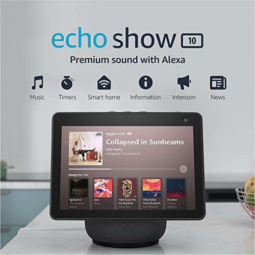 Like-New Amazon Echo Show 10 (newest model), HD smart display with premium sound, motion and Alexa, Charcoal