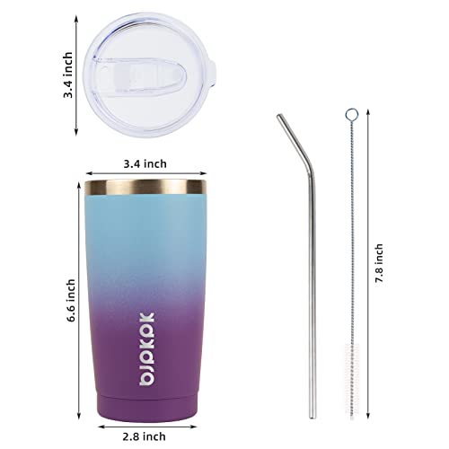 BJPKPK Insulated Tumbler 20 oz Stainless Steel Coffee Travel Thermal Cup With lids And Straws,Light Pink