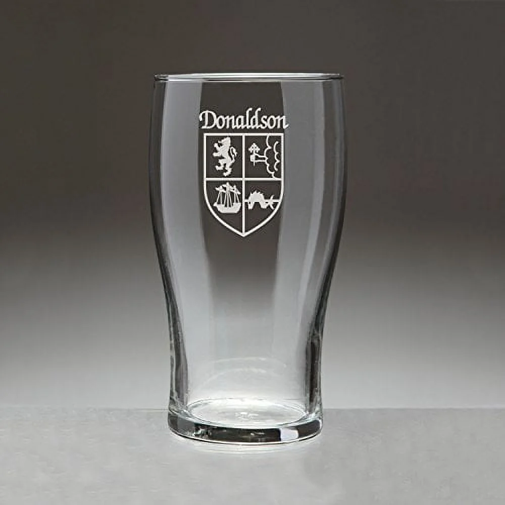 Donaldson Irish Coat of Arms Tavern Glasses - Set of 4 (Sand Etched)
