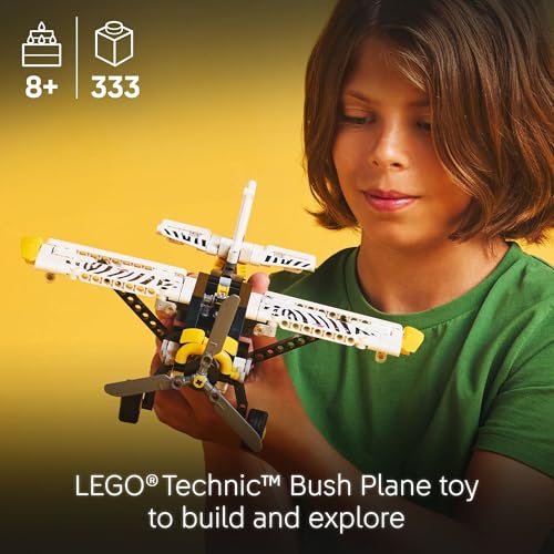 LEGO Technic Bush Plane Toy - Buildable Airplane Toy for Kids, Boys and Girls, Ages 8+ - Model Airplane Gift with Spinning Propeller, 4-Cylinder Piston Engine, and More - 42198