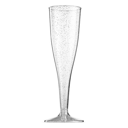 Munfix 50 Pack Gold Rimmed Plastic Champagne Flutes 5 Oz Clear Plastic Toasting Glasses Fancy Disposable Wedding Party Cocktail Cups with Gold Rim