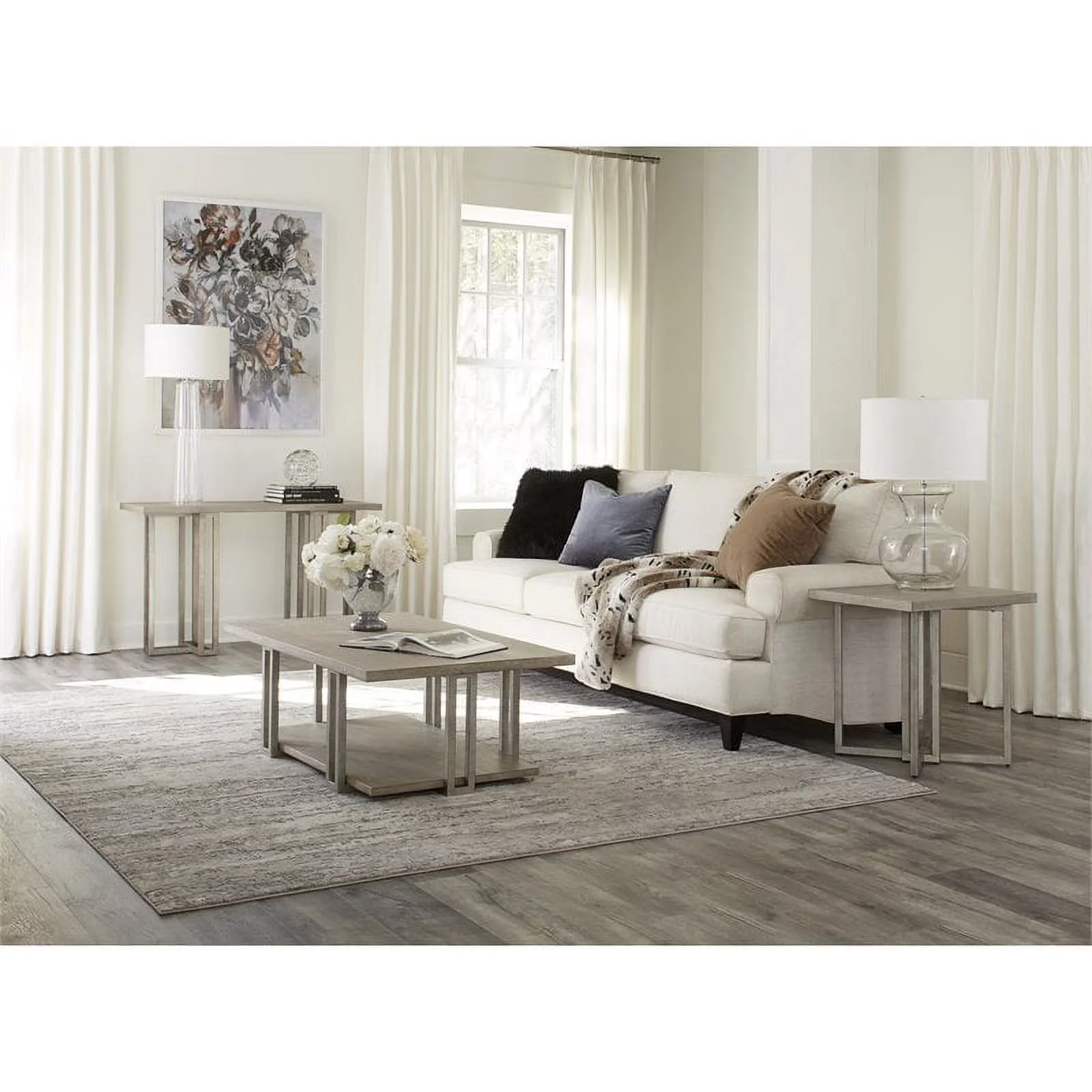 Riverside Furniture Adelyn Modern Wood Side Table in Crema Gray