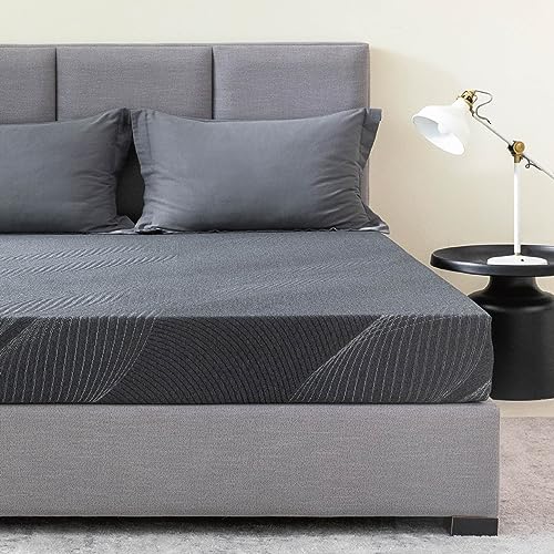 Queen Mattress 10 Inch Charcoal Gel Memory Foam in a Box, CertiPUR-US Certified, Fiberglass Free, Cooling Double Mattress, Made in The USA of US Foam, 80