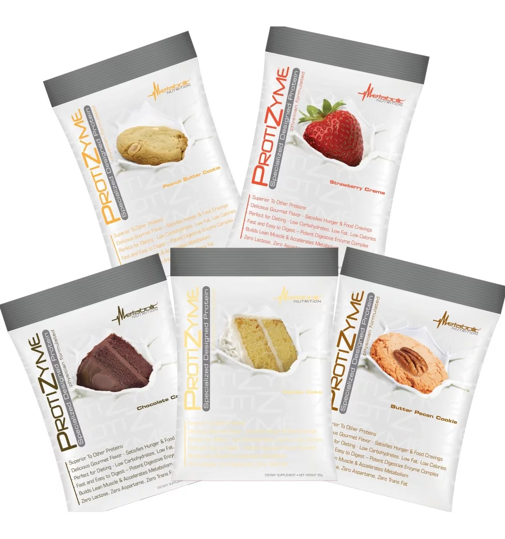 Metabolic Nutrition ProtiZyme 3 PACKS Serving Size Whey Protein Concentrate 80% Pre and Post Workout Designed Protein Powder Different Flavors 4x35g *EN