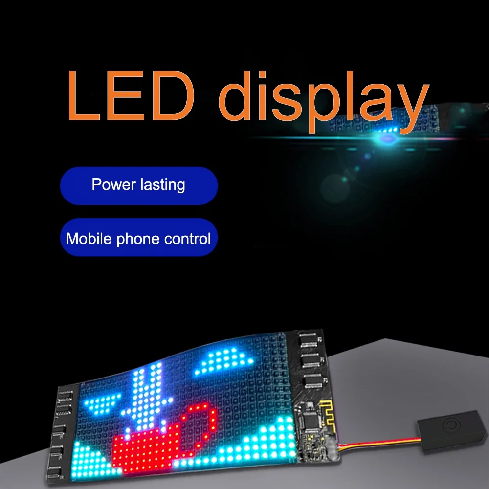 KKMOL RGB Flexible Display Color Screen LED Module Strip Light BT App Control Custom Text Pattern for Store Car Bar Hotel Black